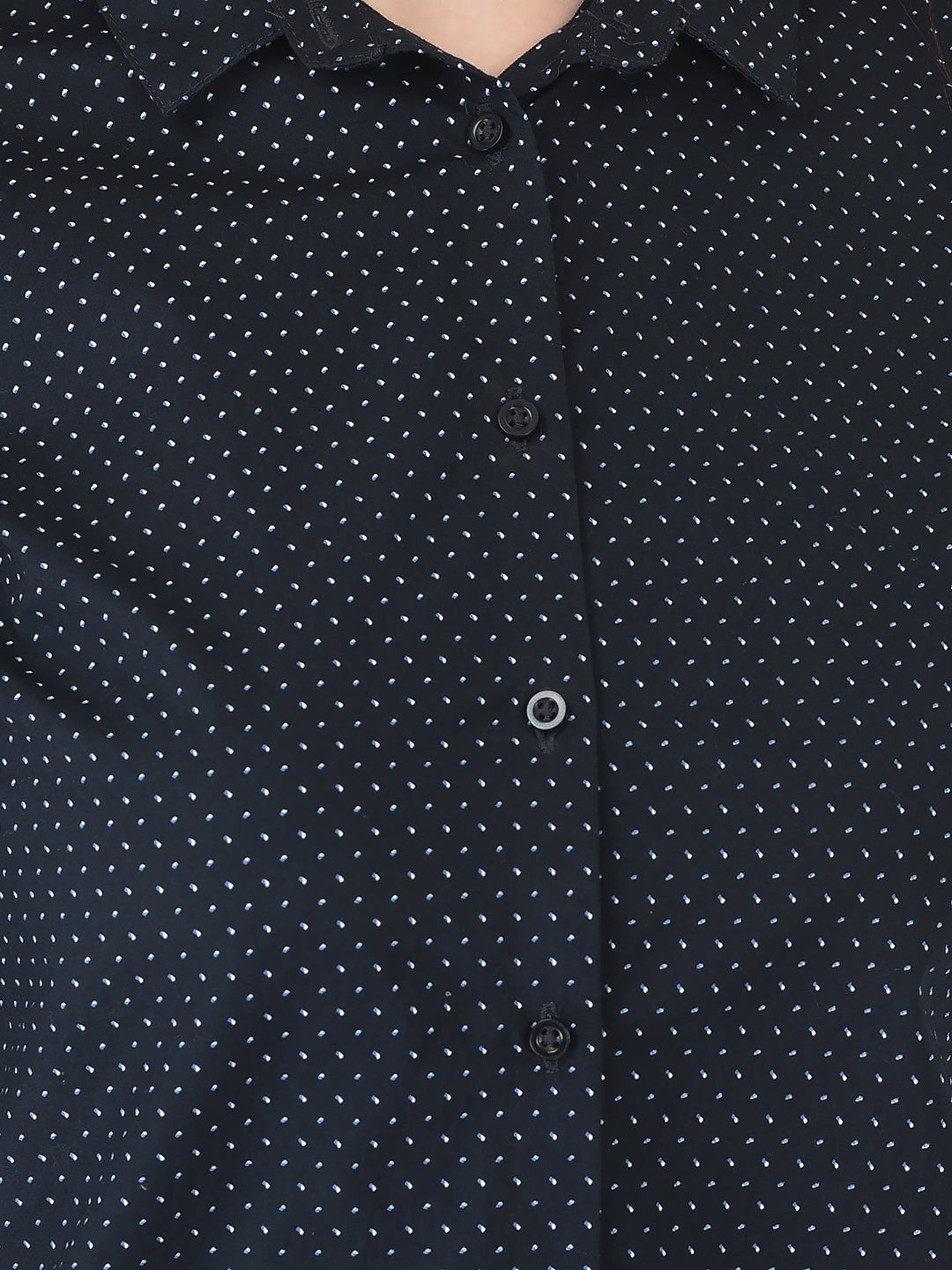 Navy Blue Dotted Shirt - Women Shirts