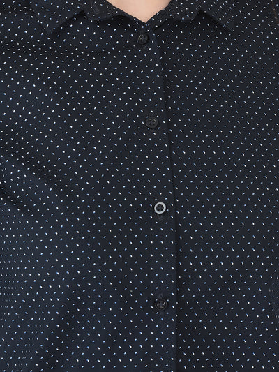 Navy Blue Dotted Shirt - Women Shirts