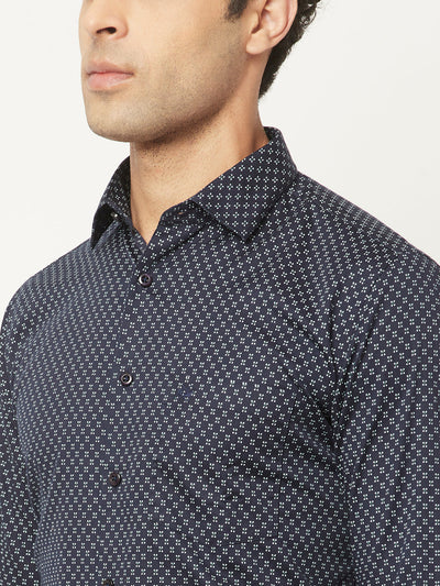 Navy Blue Dot Print Shirt