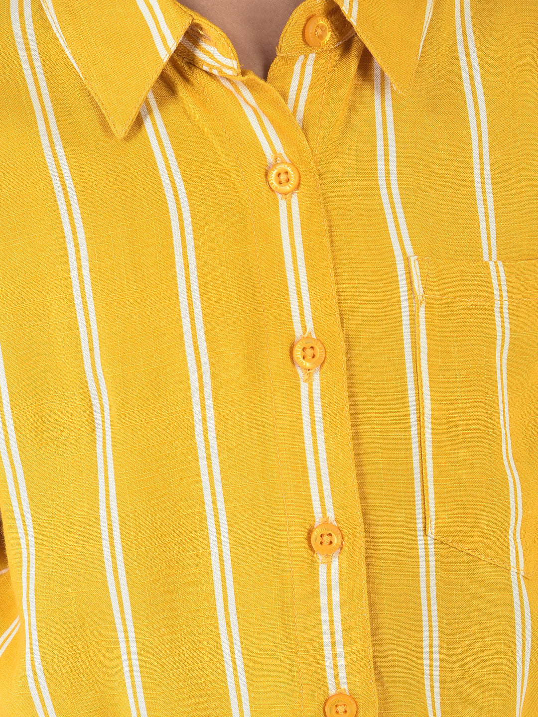 Mustard Shirt with Tie-Up Detail