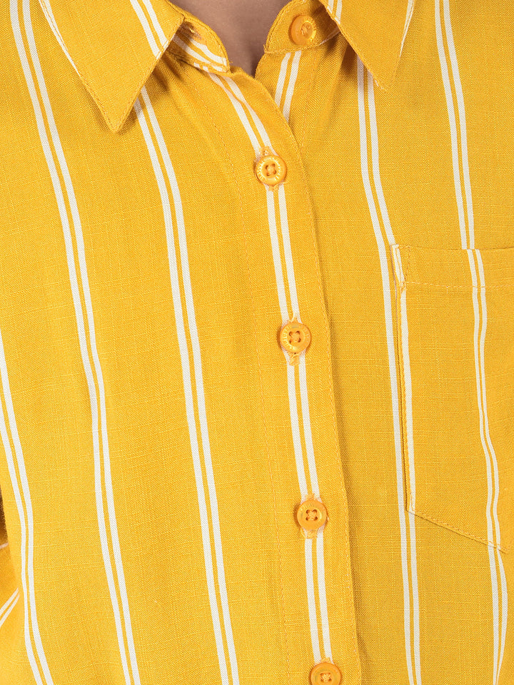 Mustard Shirt with Tie-Up Detail