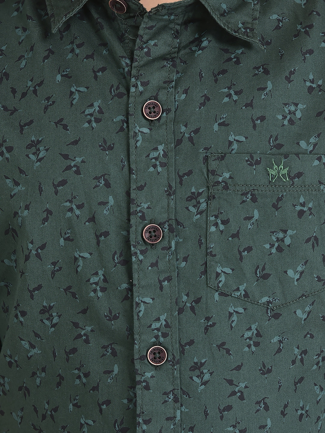 Emerald Green Shirt in Floral Print