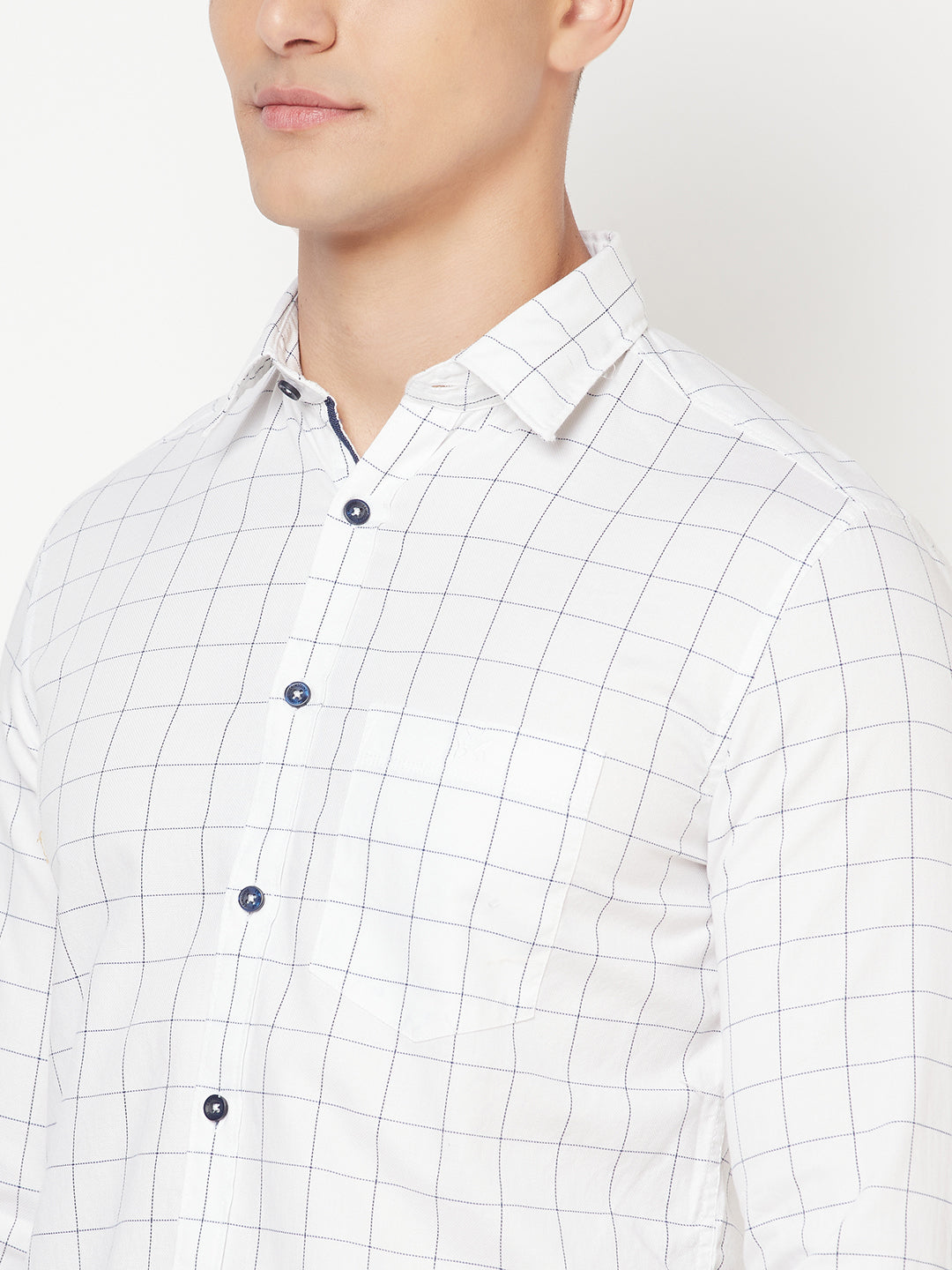 White Graph Checked Shirt - Men Shirts