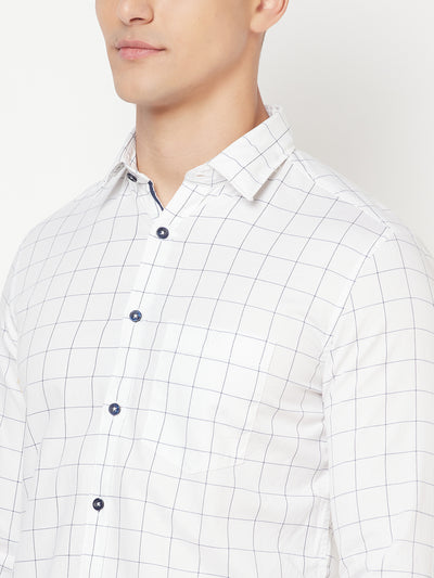 White Graph Checked Shirt - Men Shirts