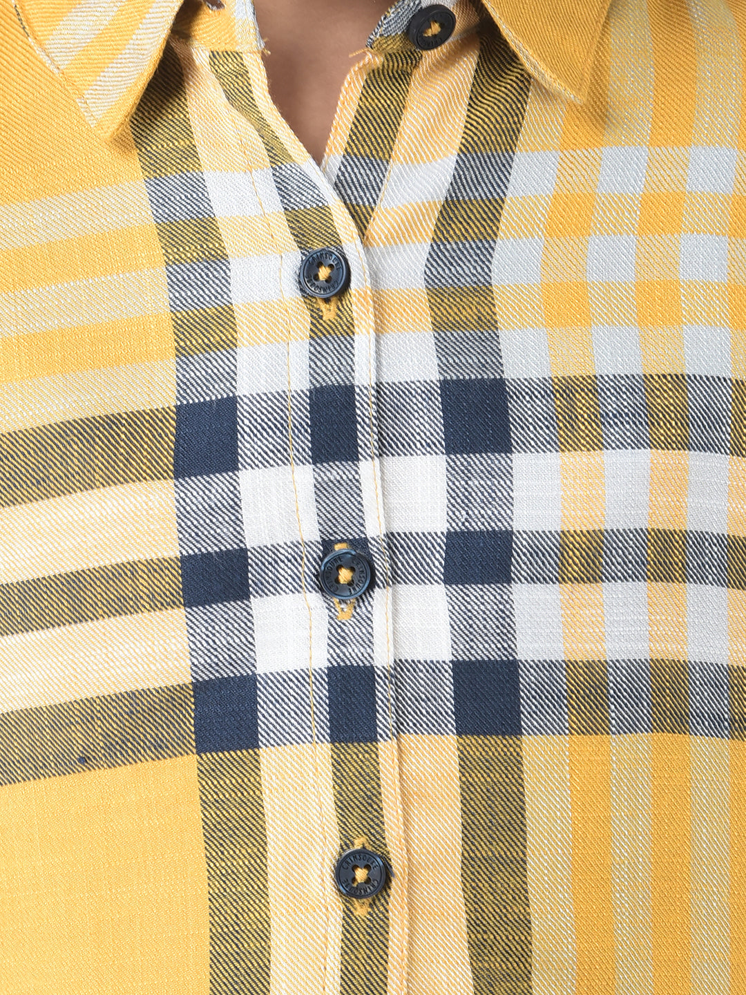  Cropped Yellow Shirt with Tartan Checks 