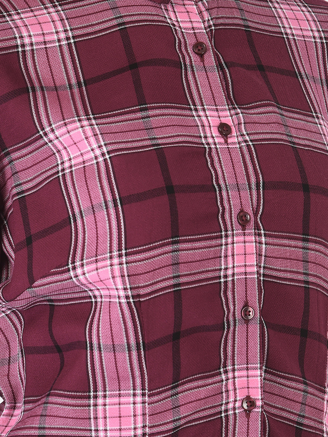 Pink Tartan Checked Shirt - Women Shirts