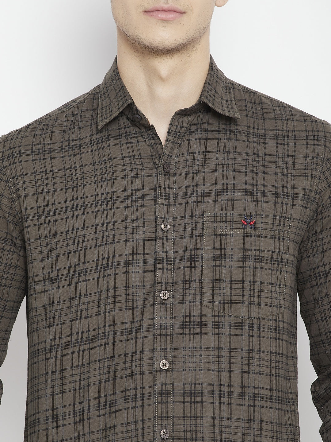 Brown Checked Slim Fit shirt - Men Shirts