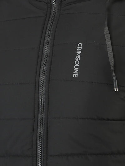  Black High-Neck Hooded Jacket 