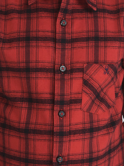 Red Tartan Checked Shirt-Boys Shirts-Crimsoune Club