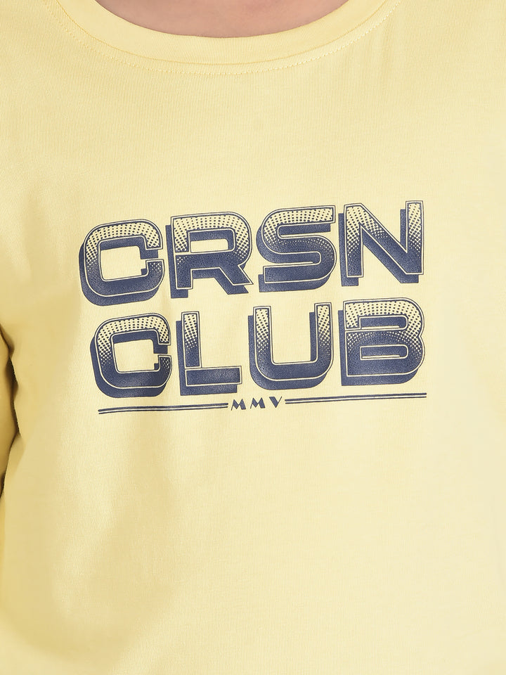 Yellow Long-Sleeved Typographic T-Shirt-Boys T-Shirts-Crimsoune Club