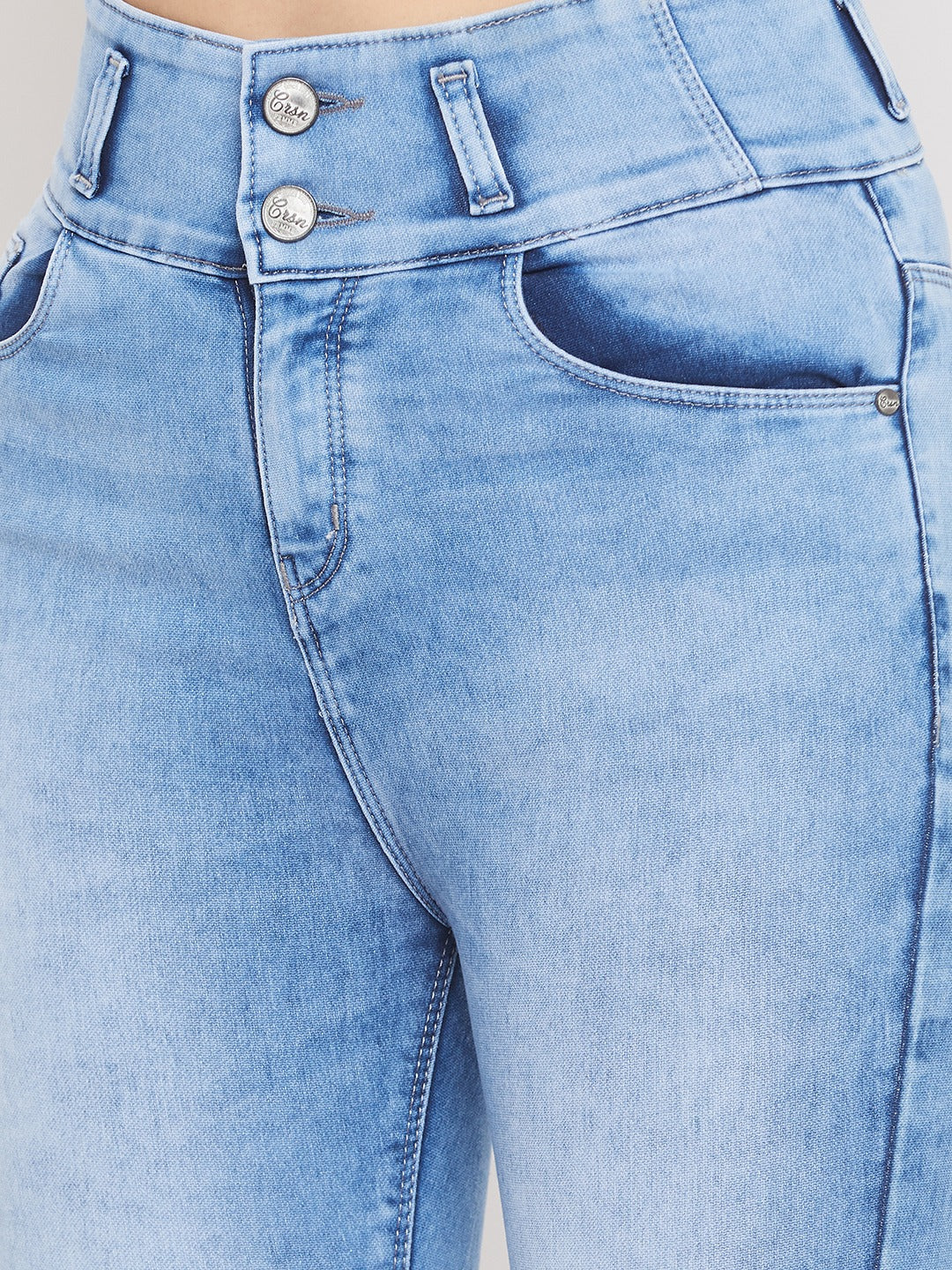 Blue Slim fit Denim Capris - Women Shorts