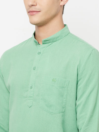 Green Casual Kurta - Men Kurtas