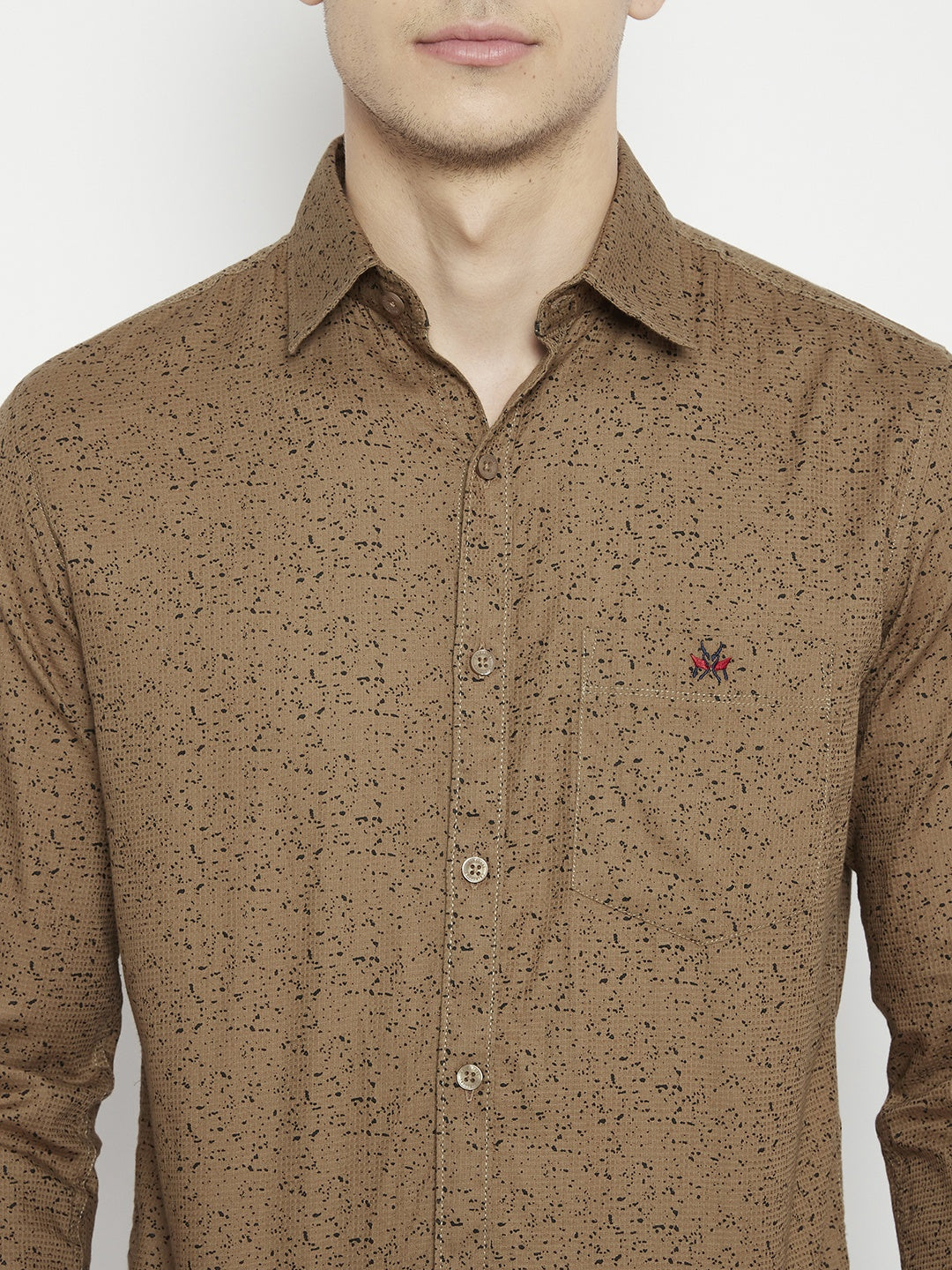 Brown Printed Slim Fit shirt - Men Shirts