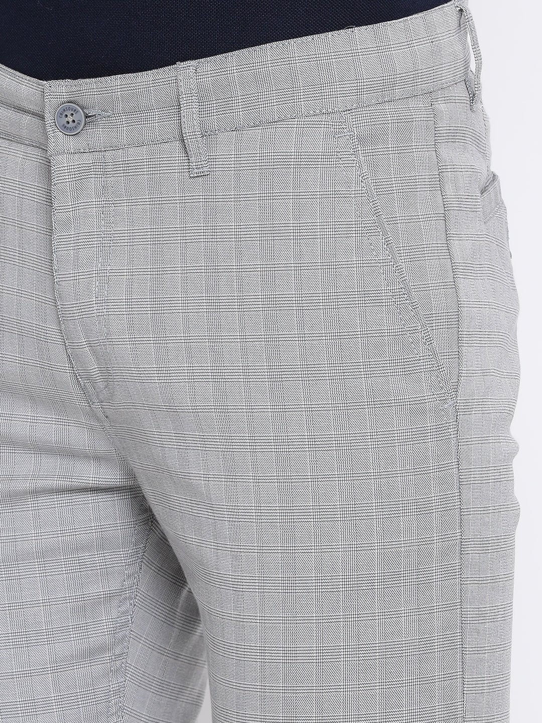 Grey Checked Trousers - Men Trousers