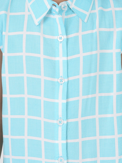 Light Blue Checked Shirt - Girls Shirts