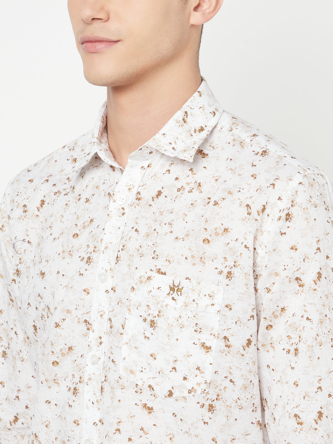 White Printed Linen Shirt - Men Shirts