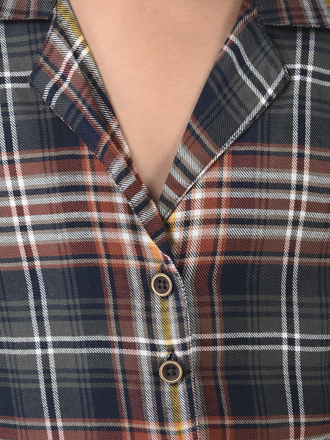  Multi-Colour Cropped Shirt with Tartan Checks 