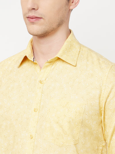 Yellow Floral Shirt - Men Shirts
