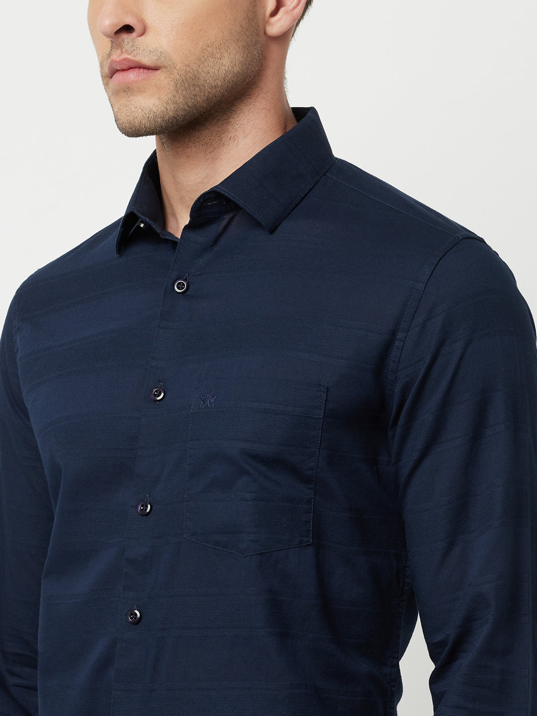 Navy Blue Striped Shirt-Men Shirts-Crimsoune Club
