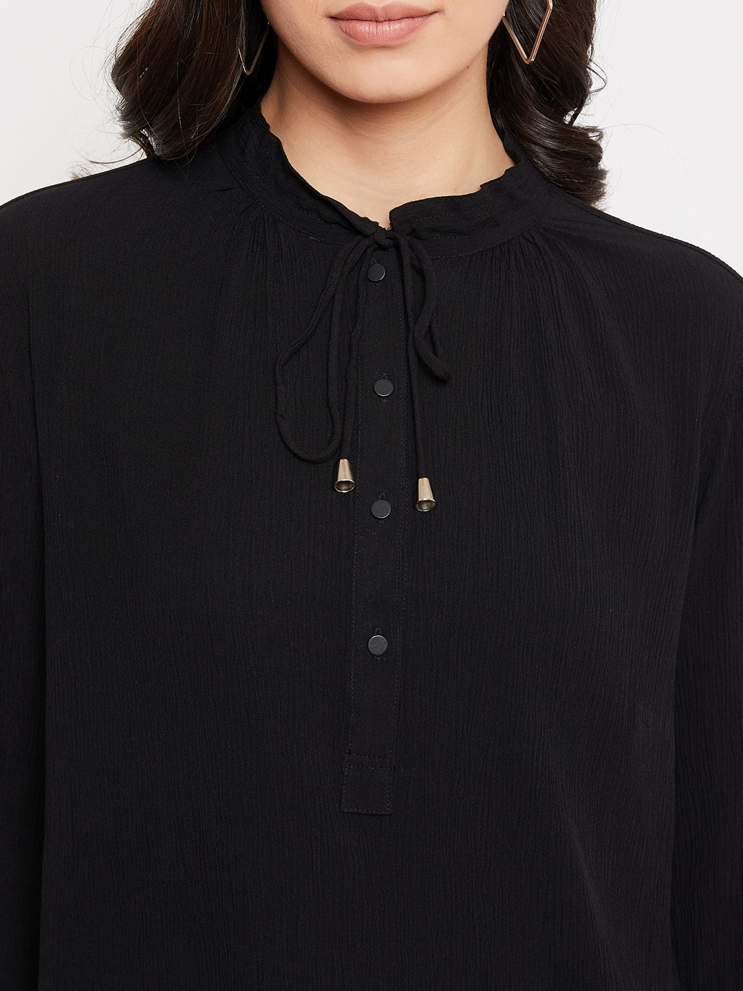 Black Button Up Top - Women Tops