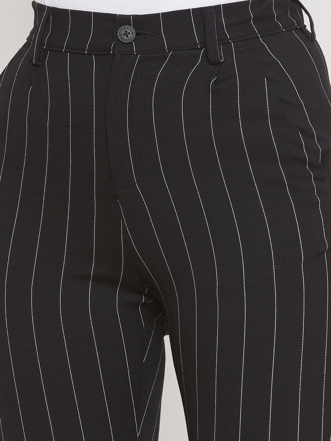 Black Pinstriped Trousers - Women Trousers