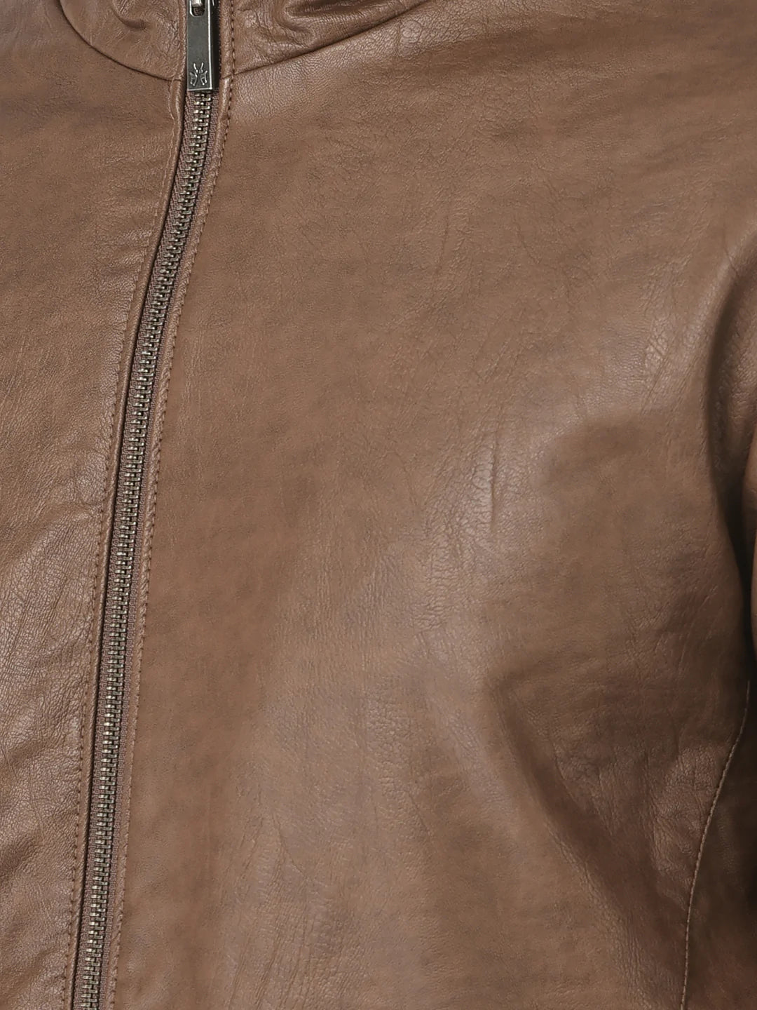  Tan Faux Leather Jacket