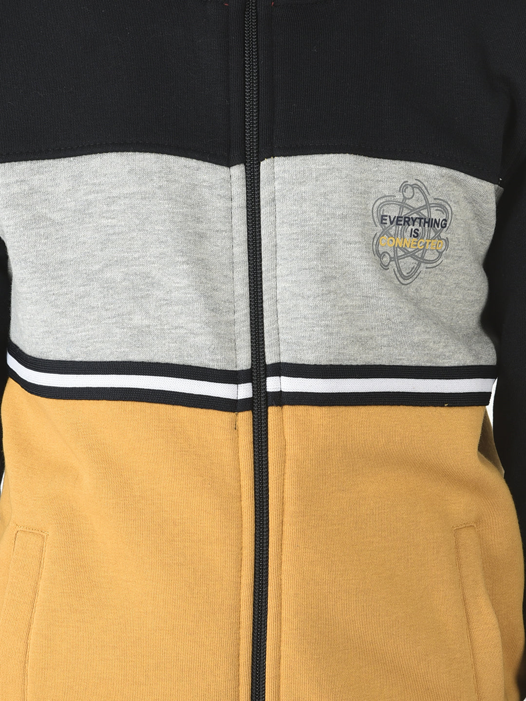  Mustard Zipper Colour-Block Sweatshirt