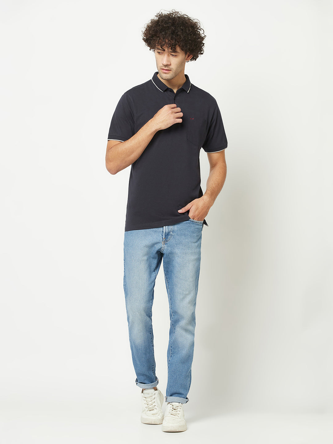  Plain Navy Blue Polo T-Shirt