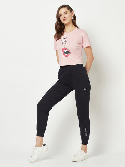  Pink Graphic Cropped T-Shirt