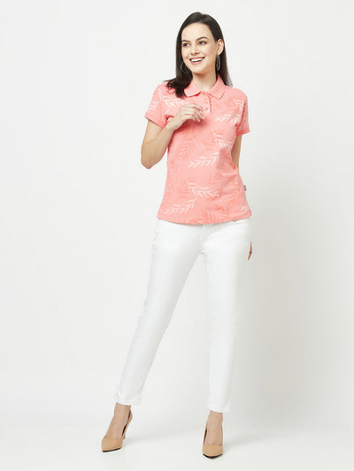  Coral Floral Polo T-Shirt