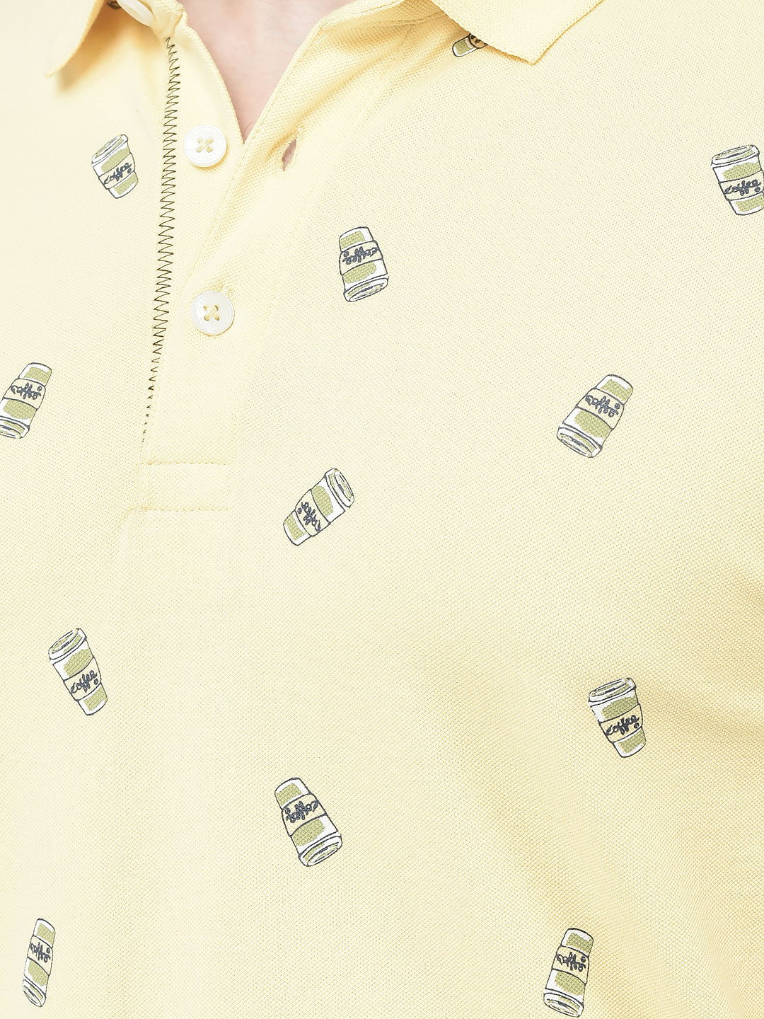  Custard Yellow Graphic Polo T-Shirt