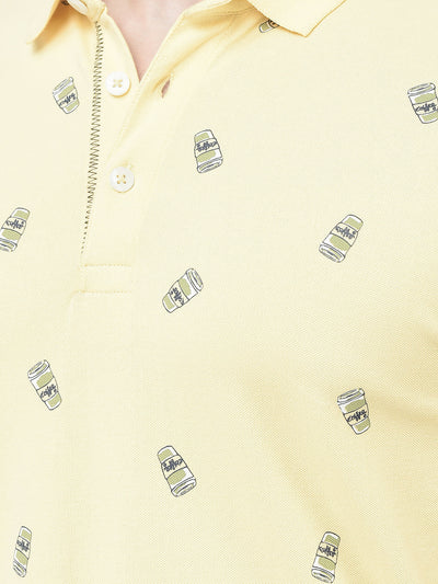  Custard Yellow Graphic Polo T-Shirt