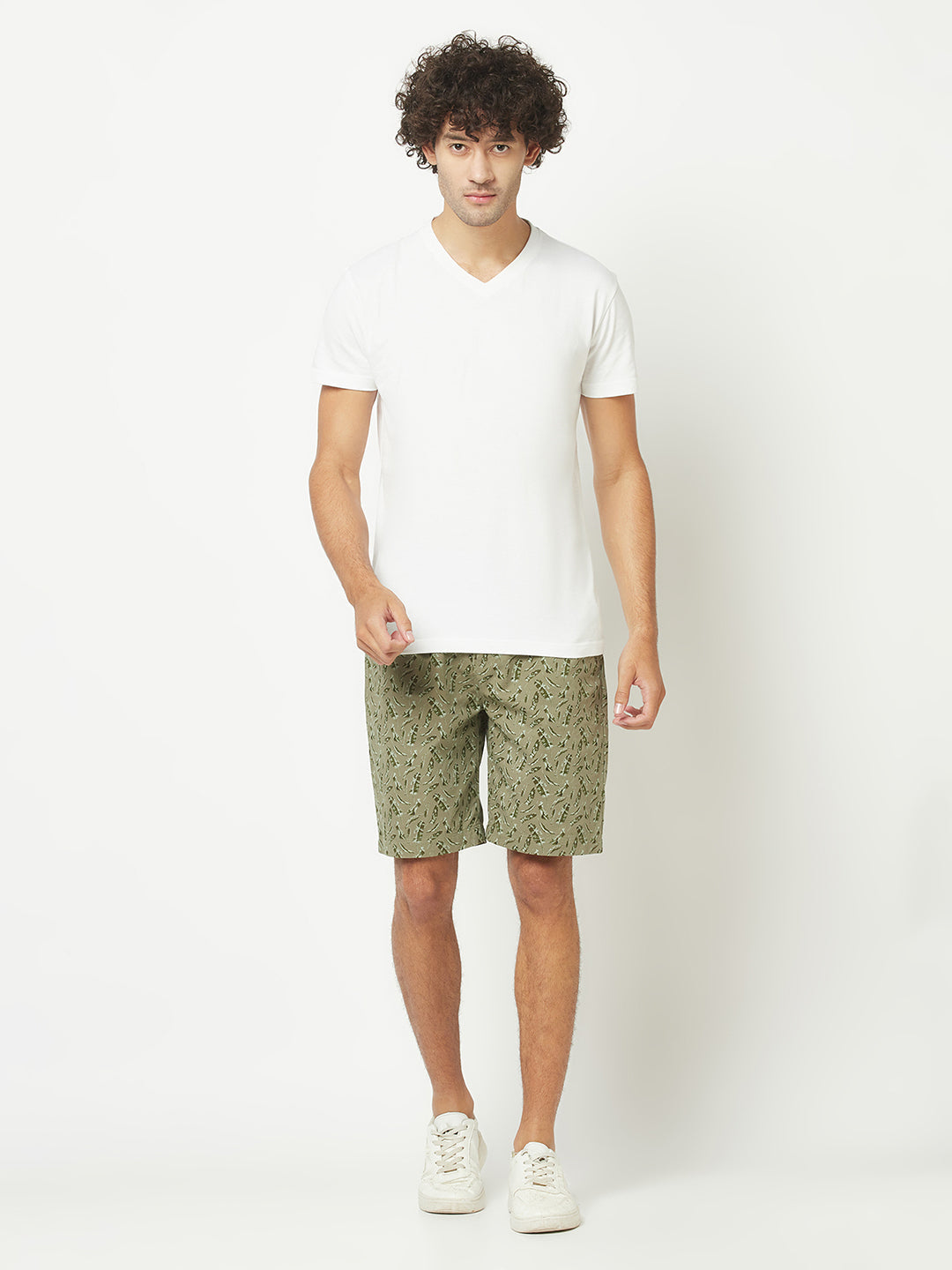 Olive Abstract Print Chino Shorts