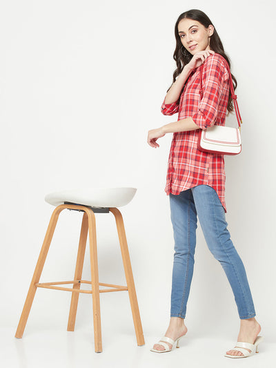  Red Checked Longline Shirt