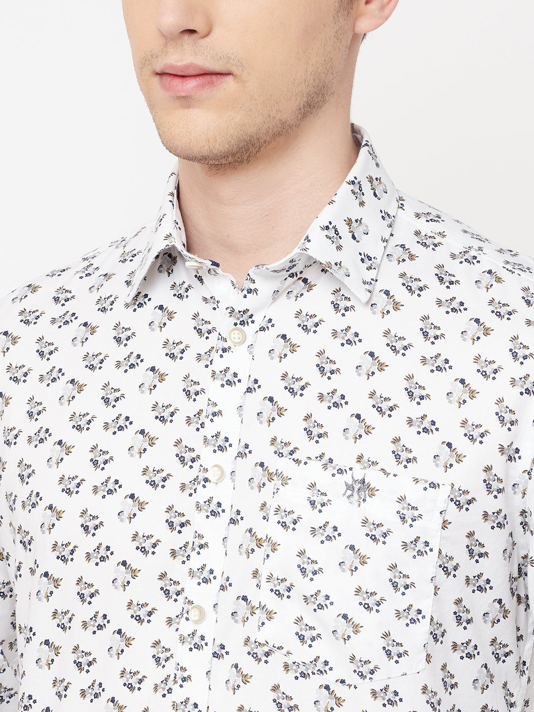White Floral Shirt - Men Shirts