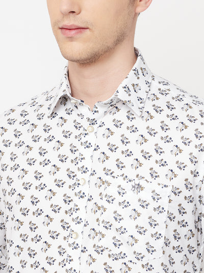 White Floral Shirt - Men Shirts