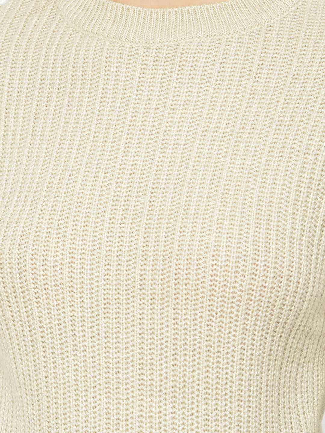 Beige Round Neck Sweater - Women Sweaters