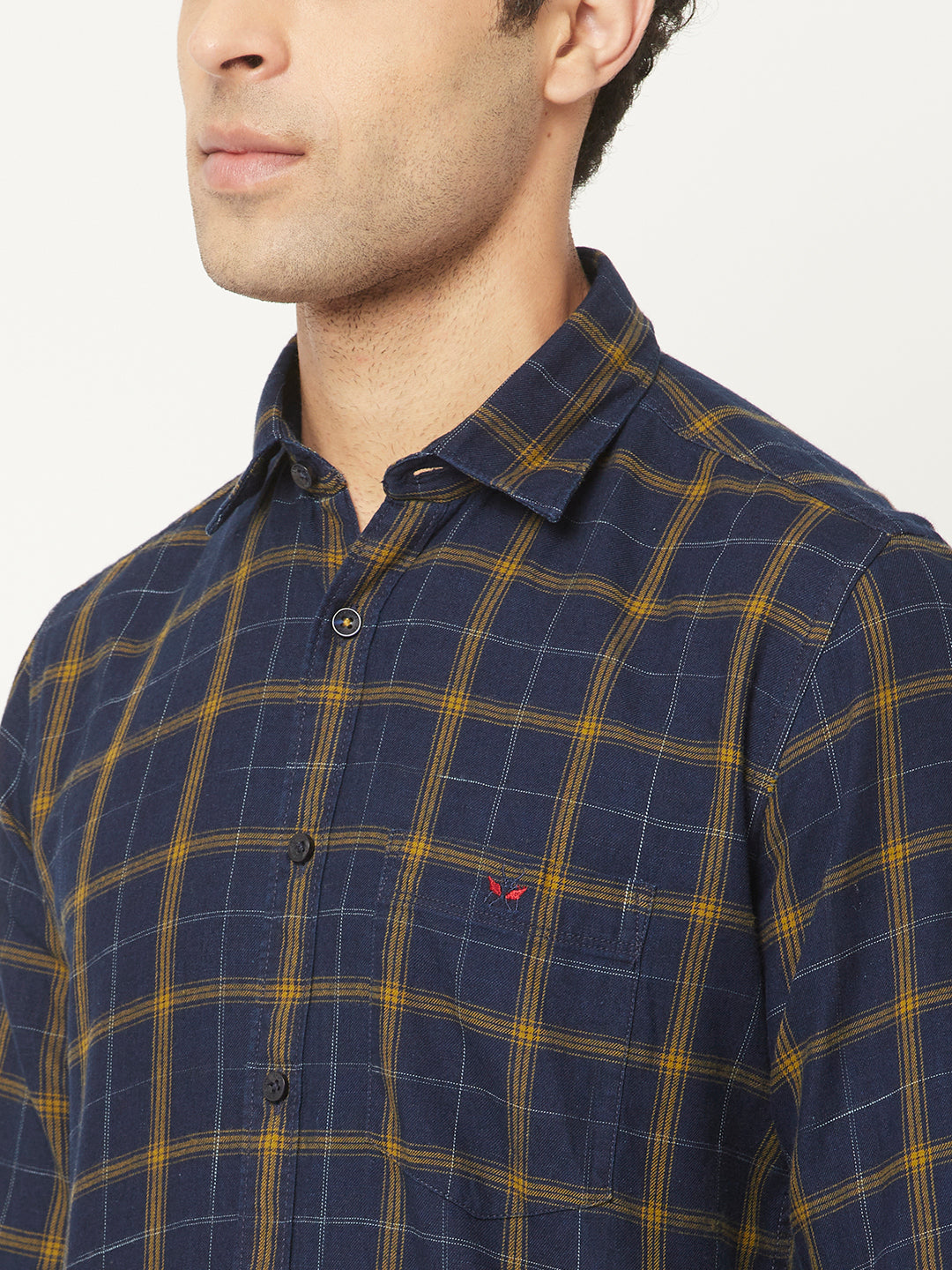 Navy Blue Checkered Shirt