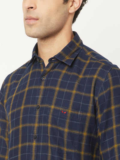 Navy Blue Checkered Shirt