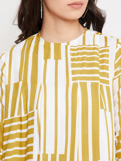 Yellow and White Colour blocked Top - Women Tops