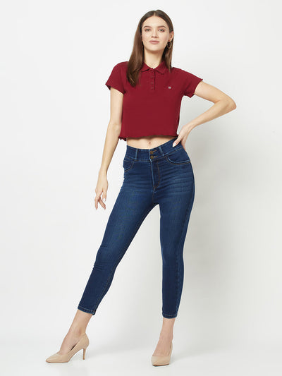  Navy Blue High-Waisted Jeans