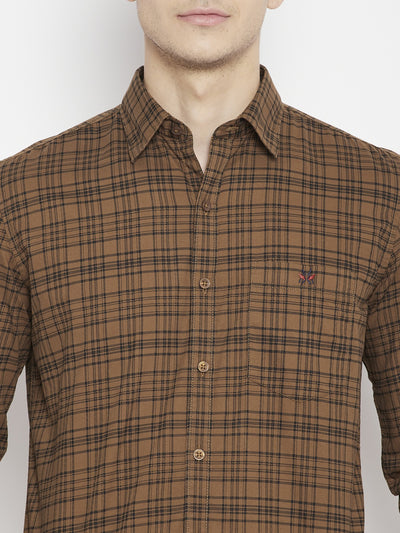 Brown Checked Slim Fit shirt - Men Shirts