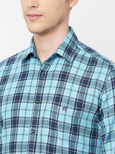 Blue Checked Casual Shirt - Men Shirts