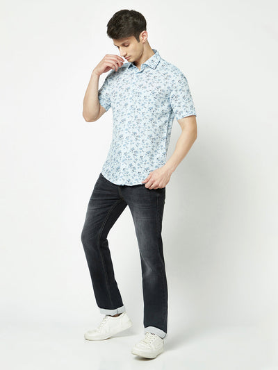  Sky Blue Floral Shirt