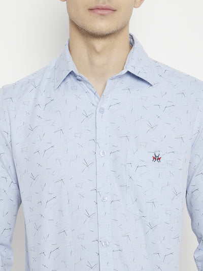 Blue Printed Slim Fit shirt - Men Shirts