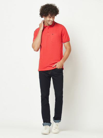  Bright Red Basic Polo T-Shirt