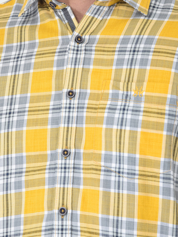 Yellow Tartan Checked Shirt - Men Shirts