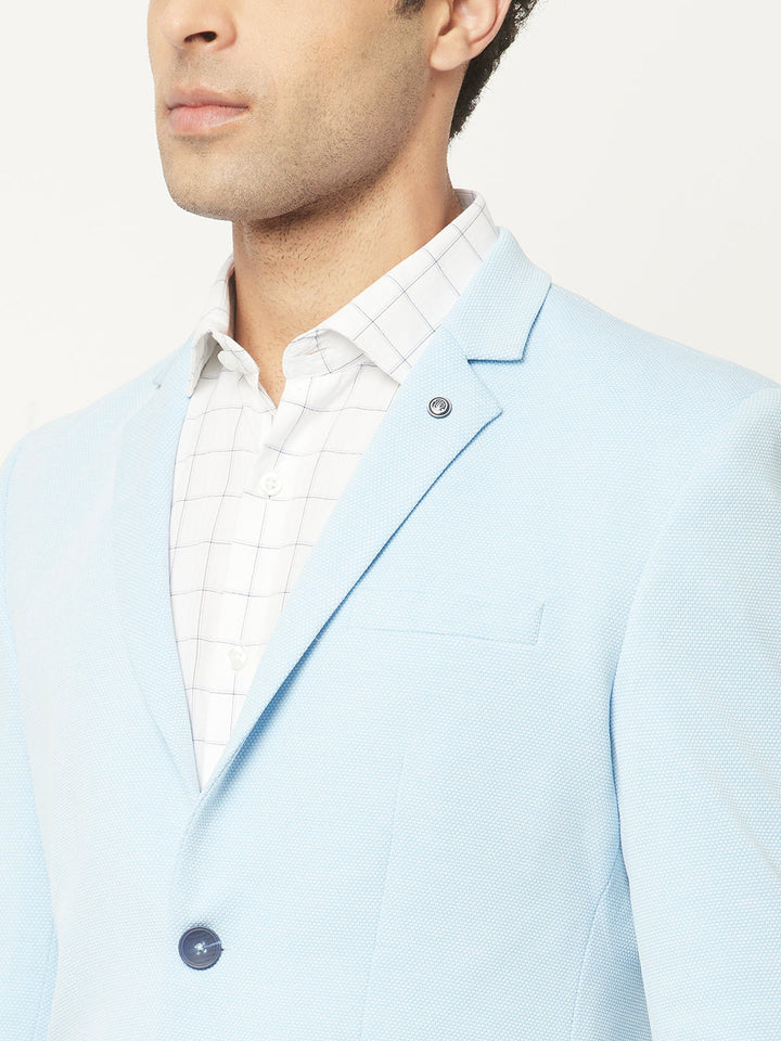  Light Blue Blazer in Textured Print 