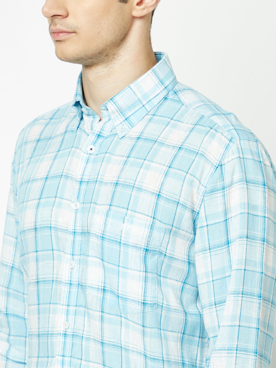  Sky Blue Tartan Checked Shirt 