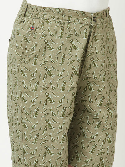 Olive Abstract Print Chino Shorts